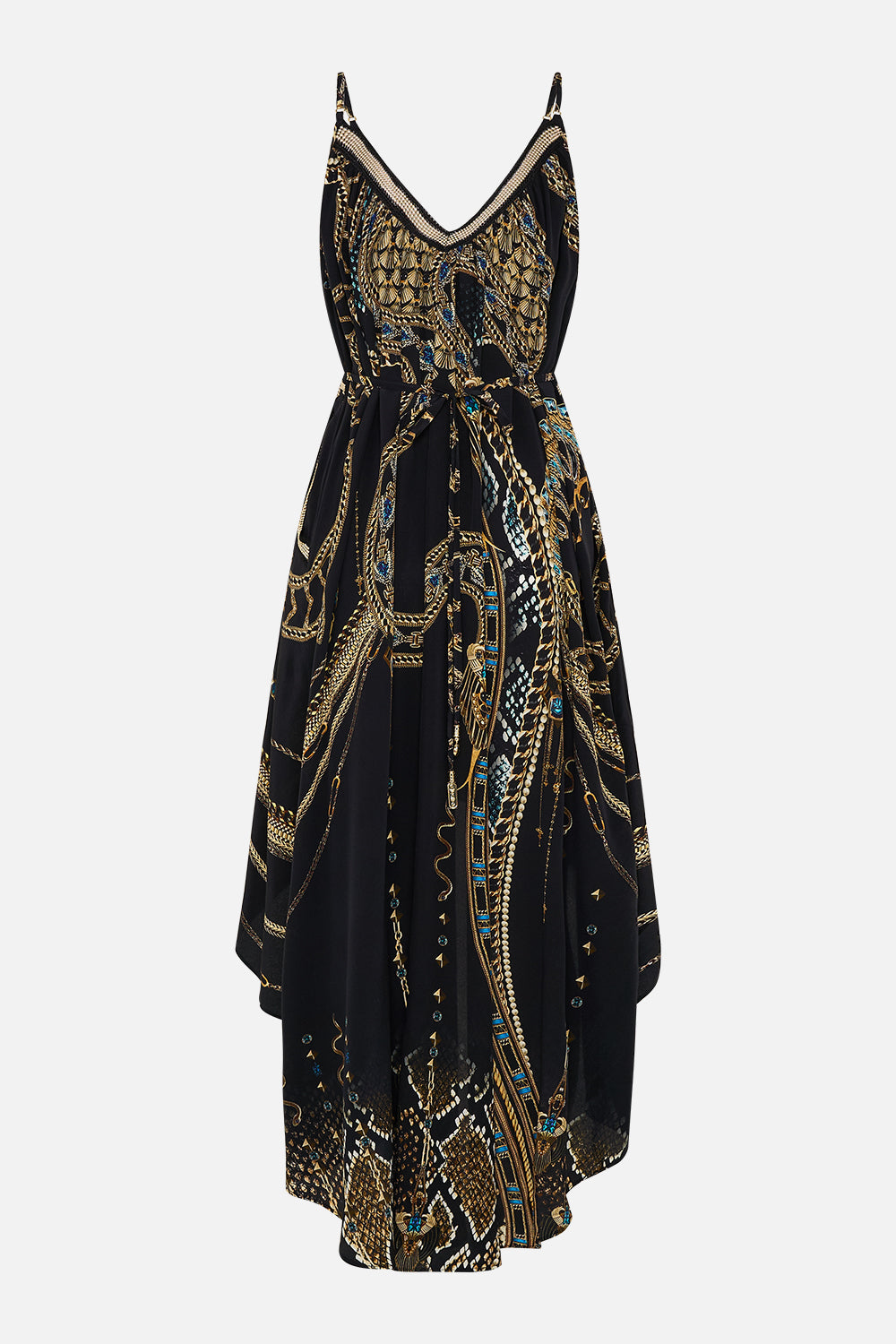 VESTIDO ALTO BAJO DE TIRANTES CON BOLSILLOS LLÁMAME CLEOPATRA