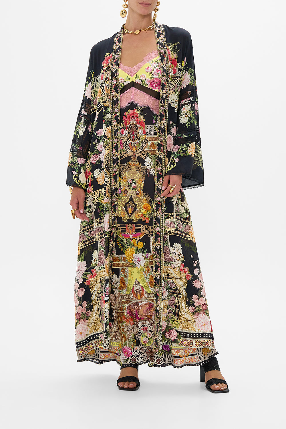FLARE SLEEVE LONG ROBE ADORNED IN ALEXANDRIA
