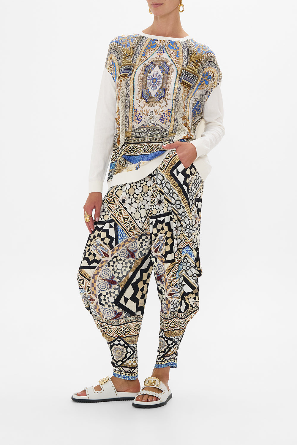 The CAMILLA LONG SLEEVE JUMPER WITH PRINT FRONT MAKE ME YOUR MOSAIC in our  print.