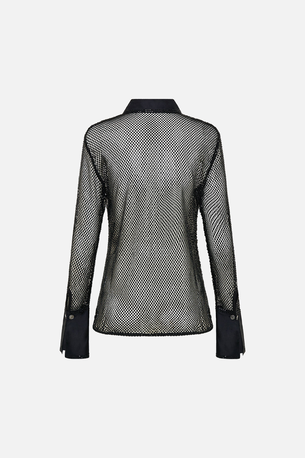 CRYSTAL MESH SHIRT WITH SILK CONTRAST MARK OF MEDUSA