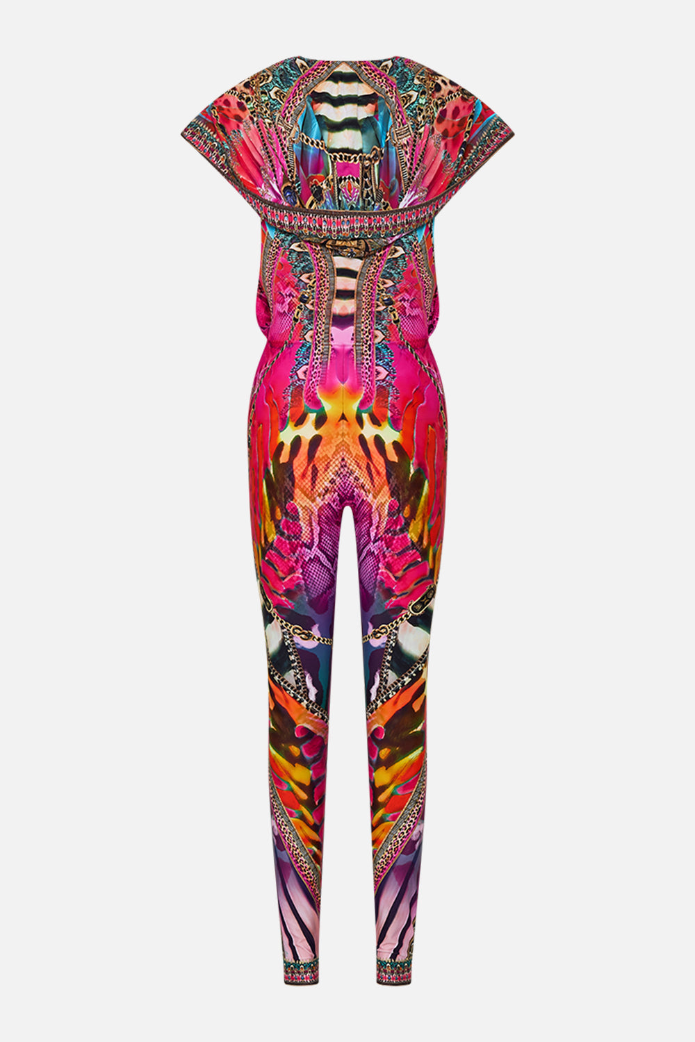 CAMILLA Hooded Sleeveless Catsuit in Sahara Supernatural print.