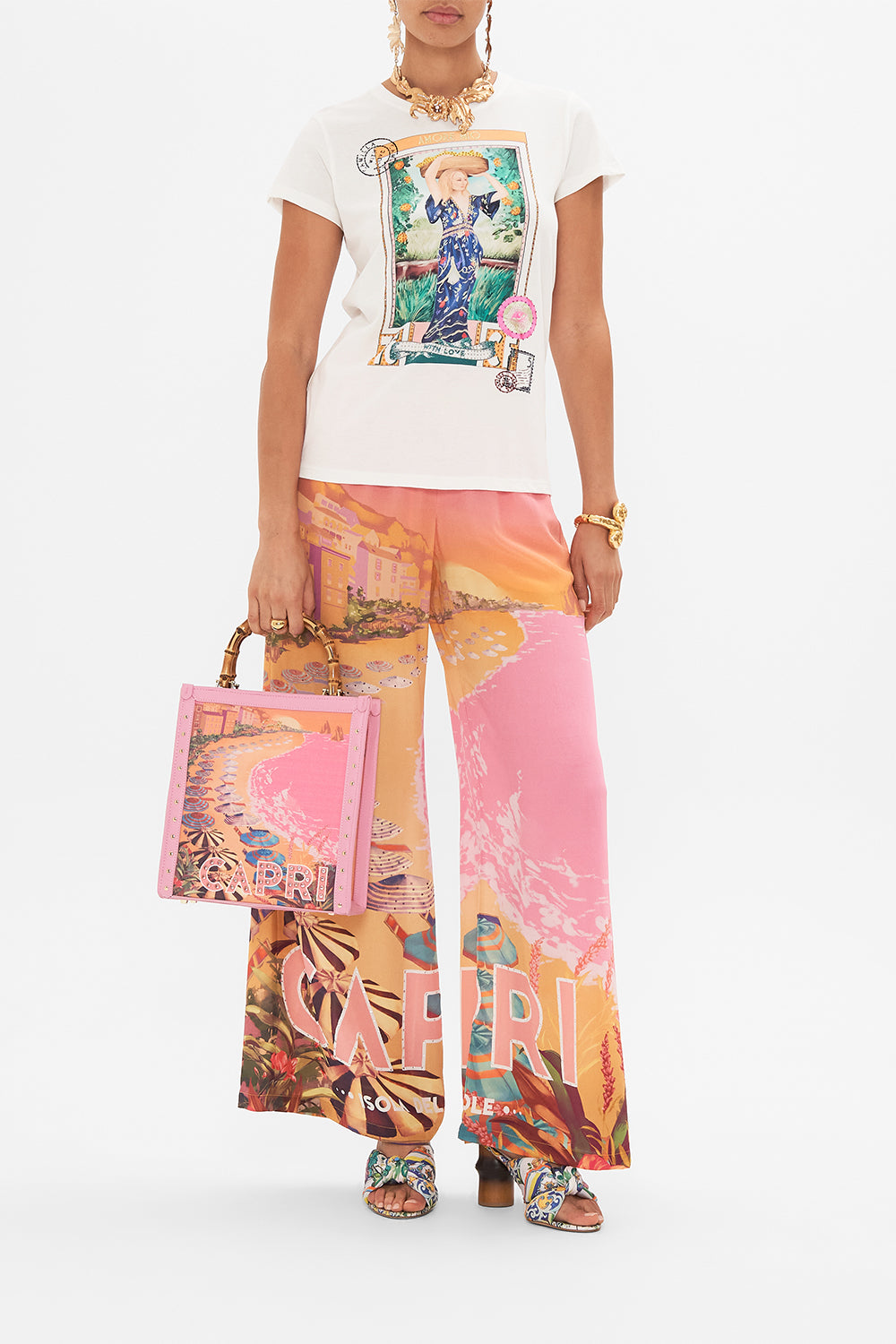 SLIM FIT ROUND NECK T-SHIRT - MULTI CAPRI ME