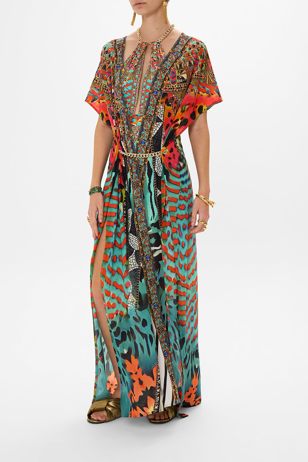 CAMILLA Cover Up with Front Splits in Desert Visions print.
