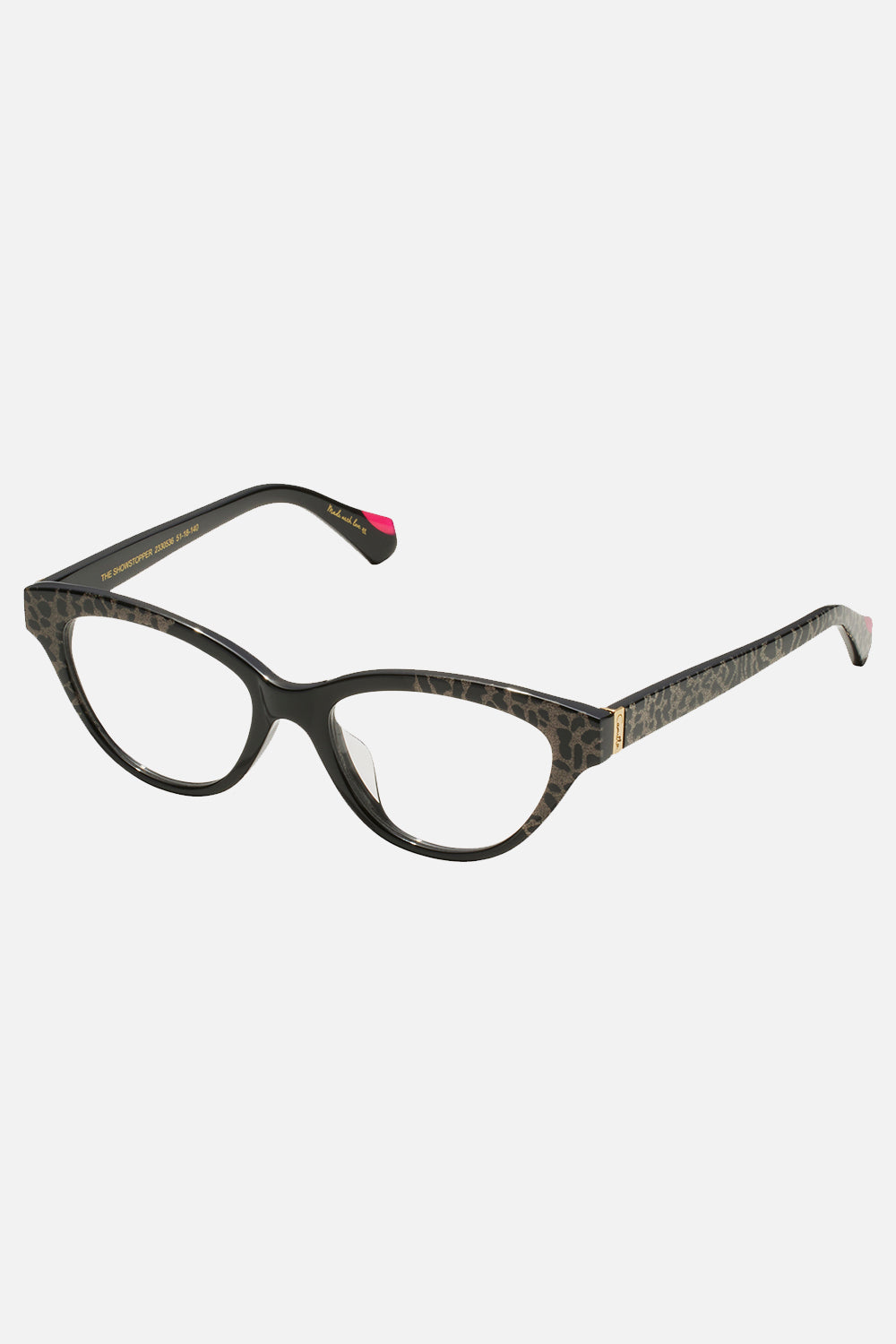THE SHOWSTOPPER OPTICAL GLASSES BLACK GLITTER LEOPARD