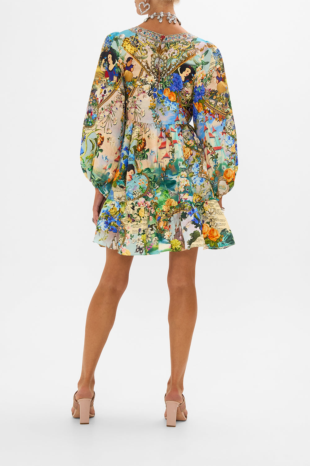 Disney CAMILLA silk mini dress in The Kindest One Of All print
