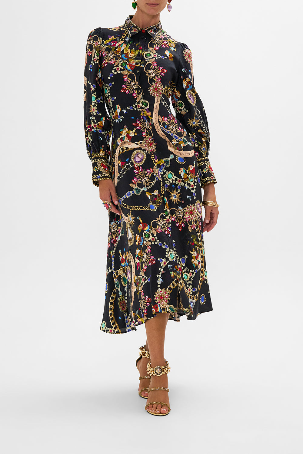 Disney CAMILLA silk shirt dress in Happily Ever After print
