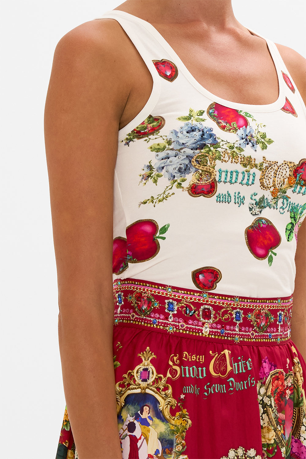 Disney jersey tank in Just one Bite Snow White print