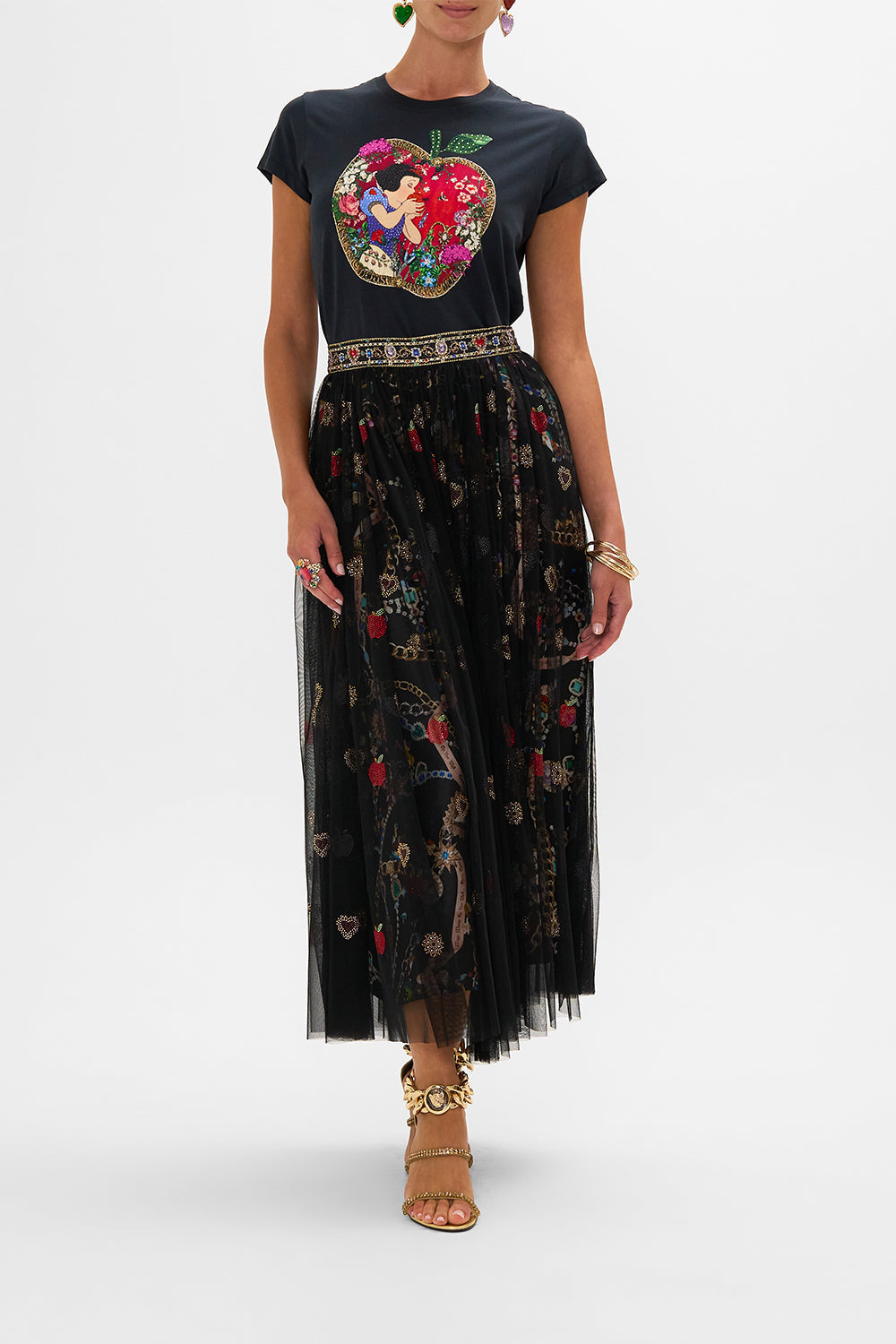 Disney CAMILLA slim fit graphic tee in Happily Ever After print