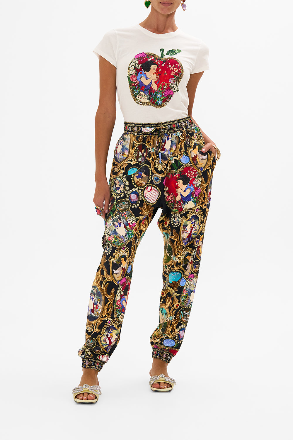 Disney CAMILLA jersey track pants in Happily Ever After print