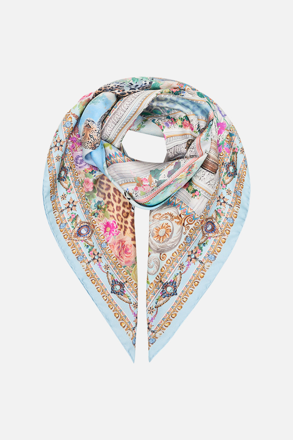 CAMILLA Floral Silk Square Scarf in We Always Have Alexandria Print. 