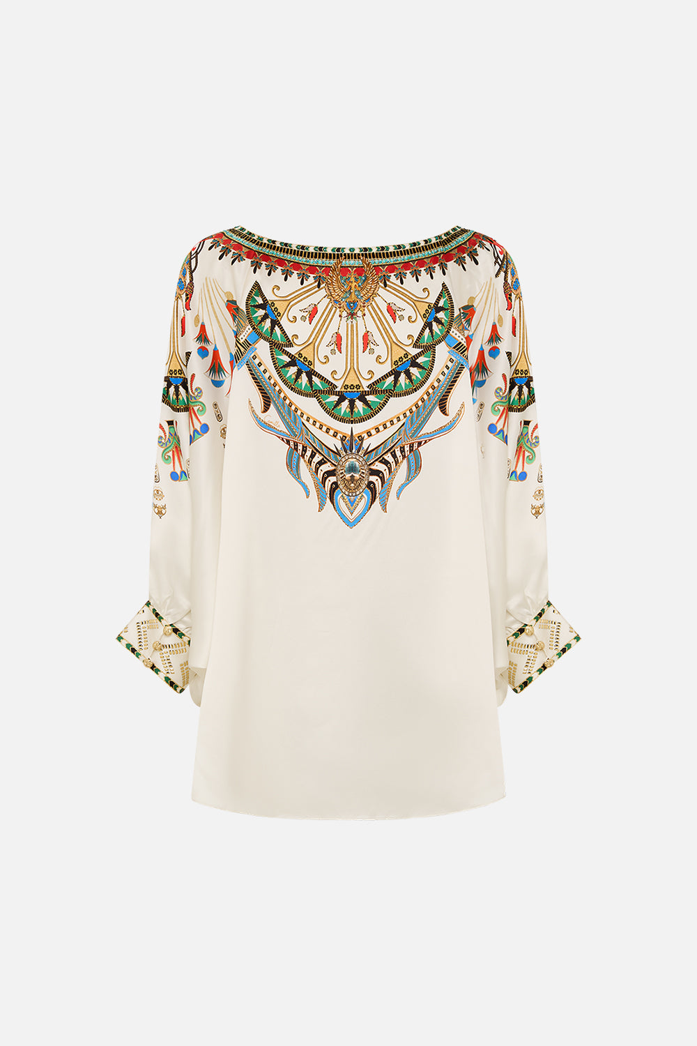 CAMILLA Raglan Sleeve Blouse with Cuff in Valley of the Queens print