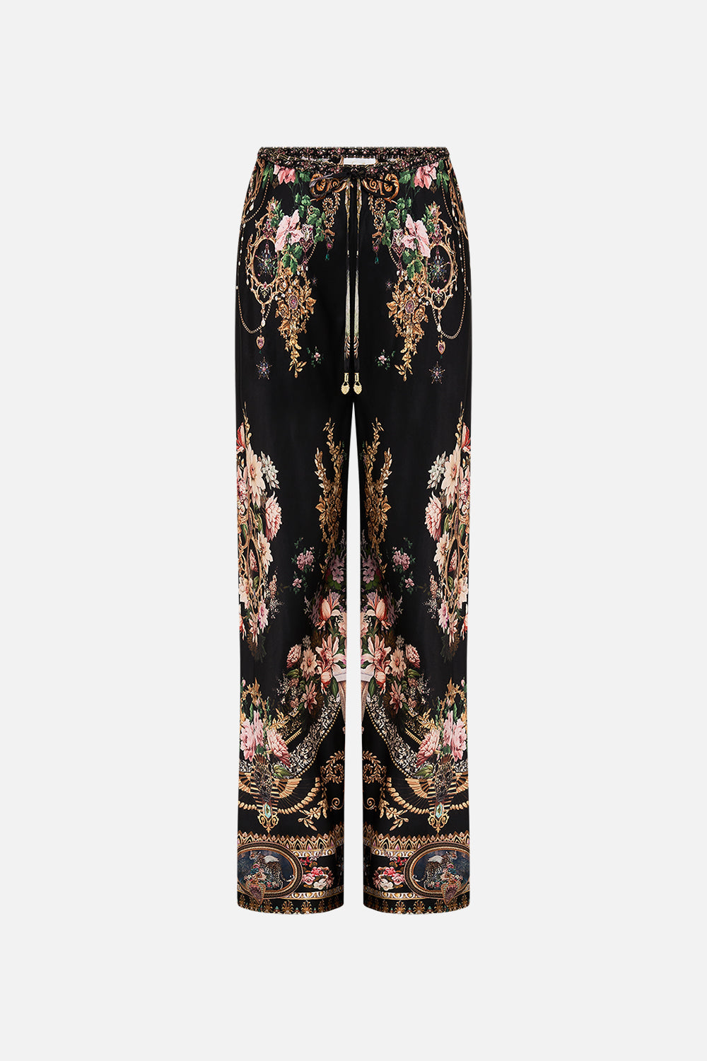 CAMILLA bias cut drawstring pant in Dyansty Daze print. 
