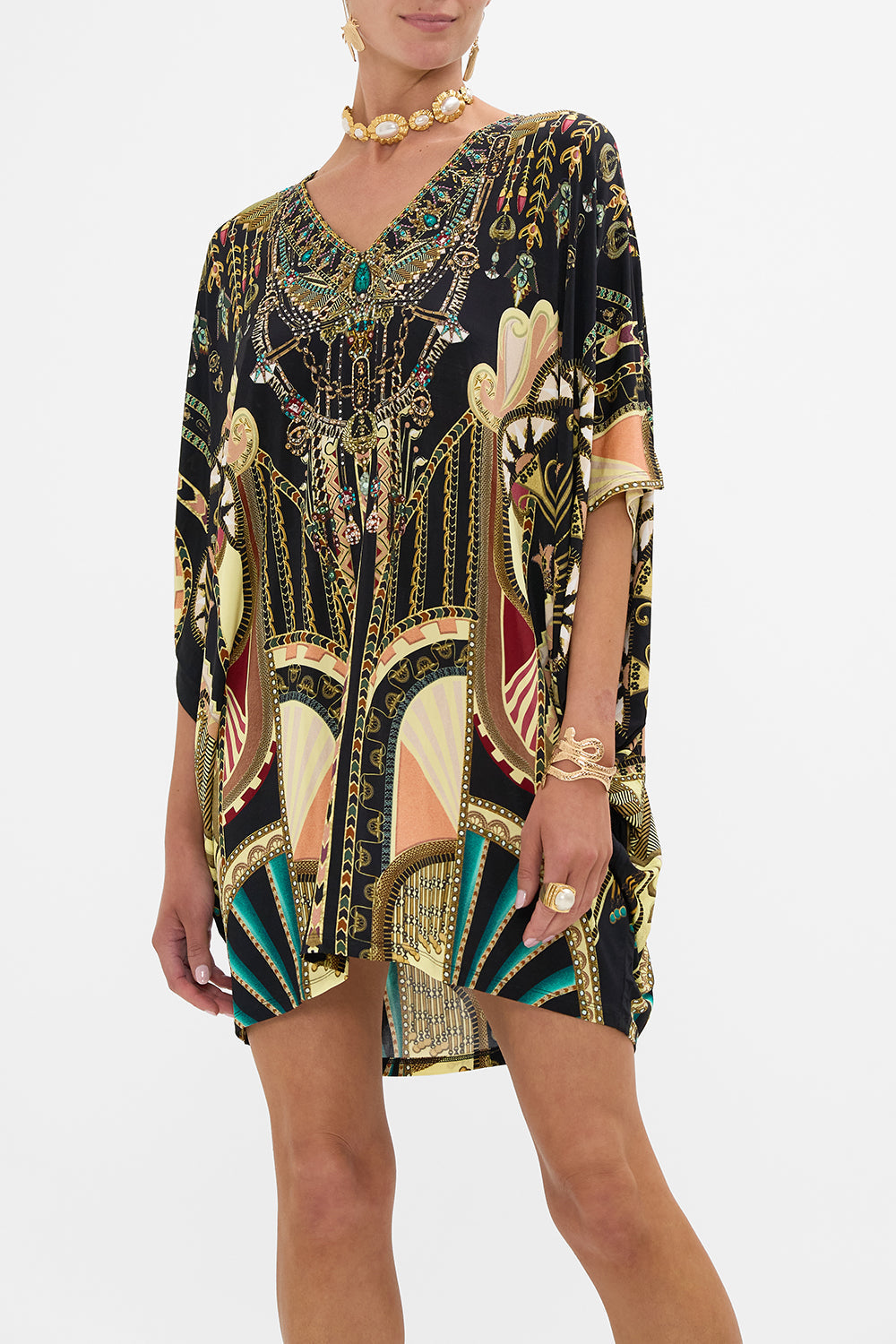 CAMILLA Bat Sleeve Dress in They Called Her Nefertari print
