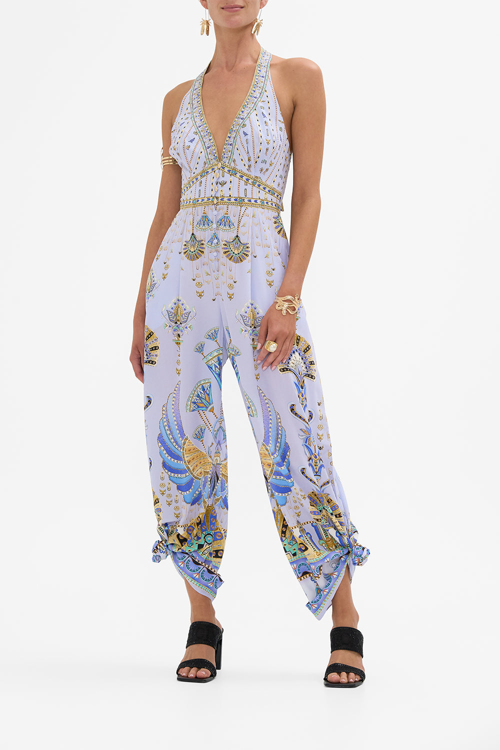 その他 Camila The Under Scarab Skies Halterneck Jumpsuit With Tie Neck