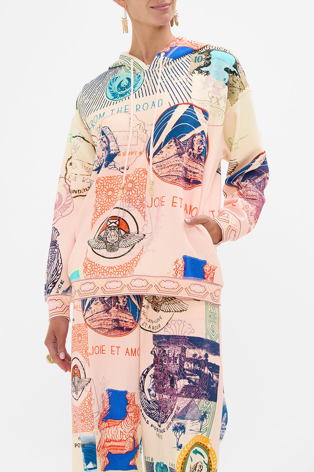 CAMILLA hoodie with pockets in Haute Passport print