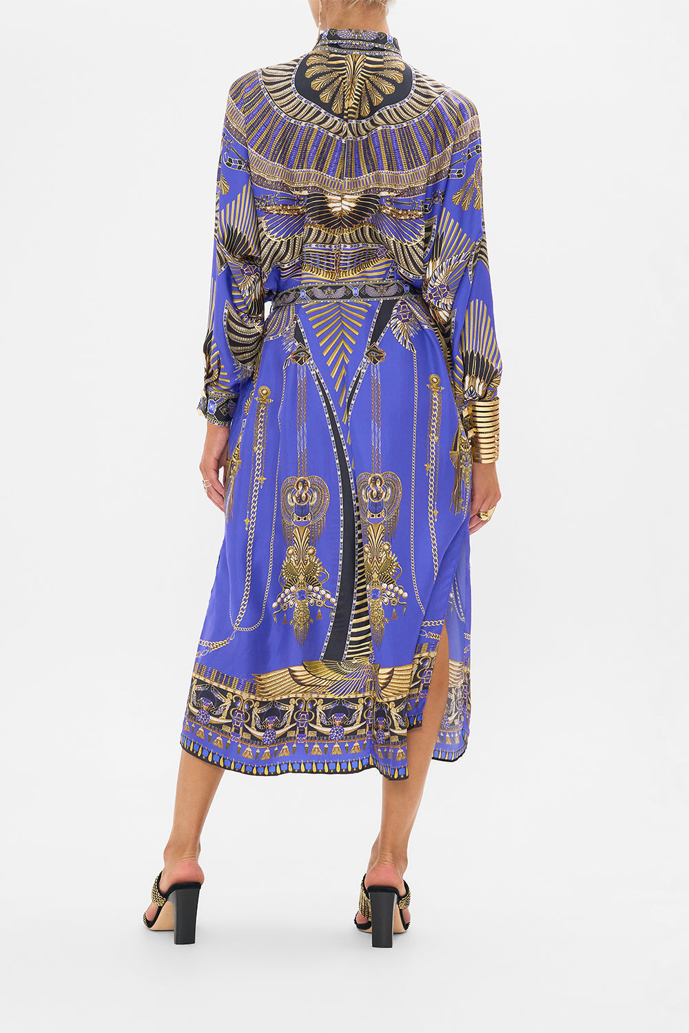 CAMILLA Collared Button Through Dress in My Fair Pharaoh print.  