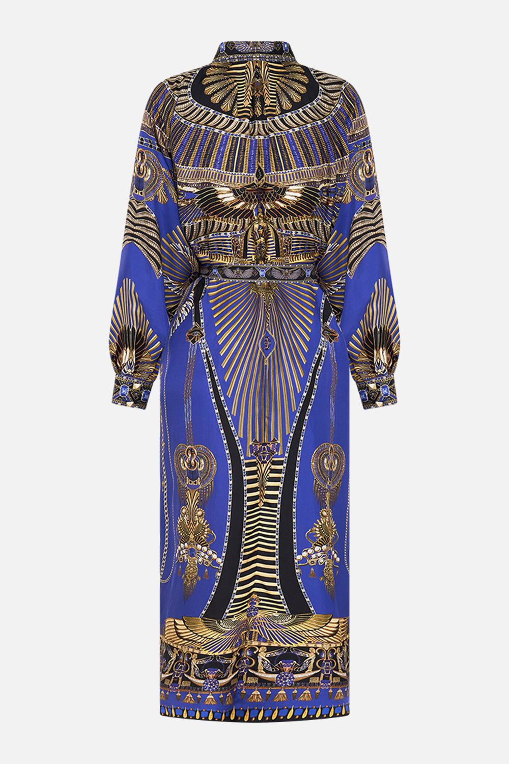 CAMILLA Collared Button Through Dress in My Fair Pharaoh print.  