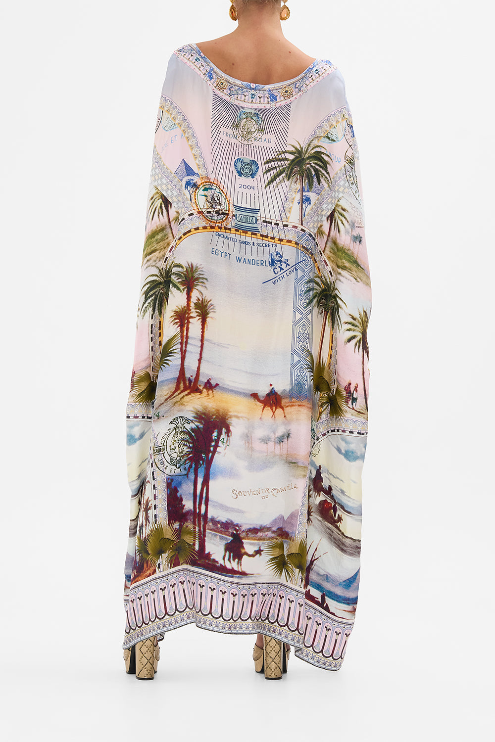 CAMILLA  round neck kaftan in Call Me in Cairo print.