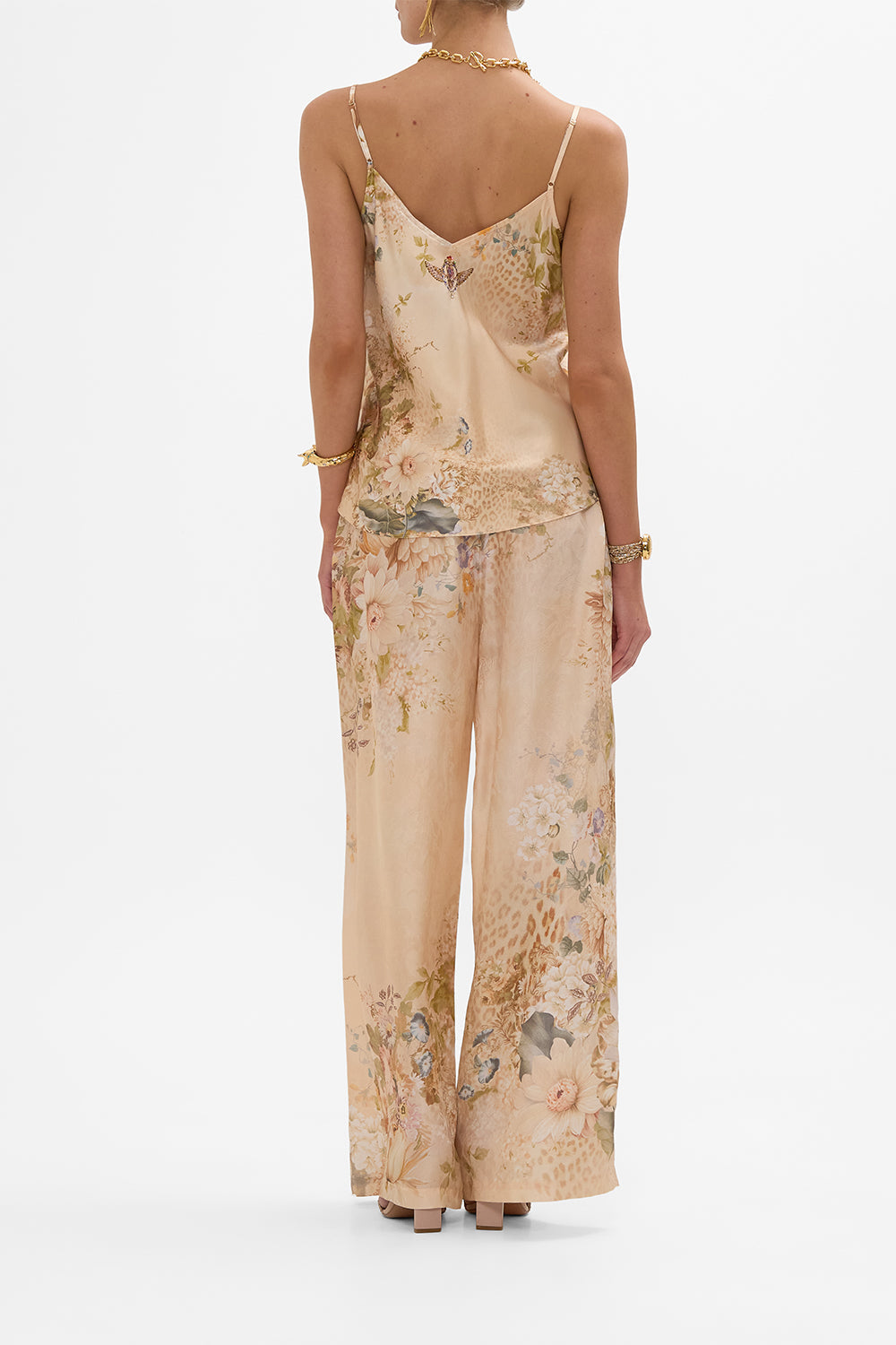 CAMILLA v neck bias cami in Adorned in Antiquity print. 