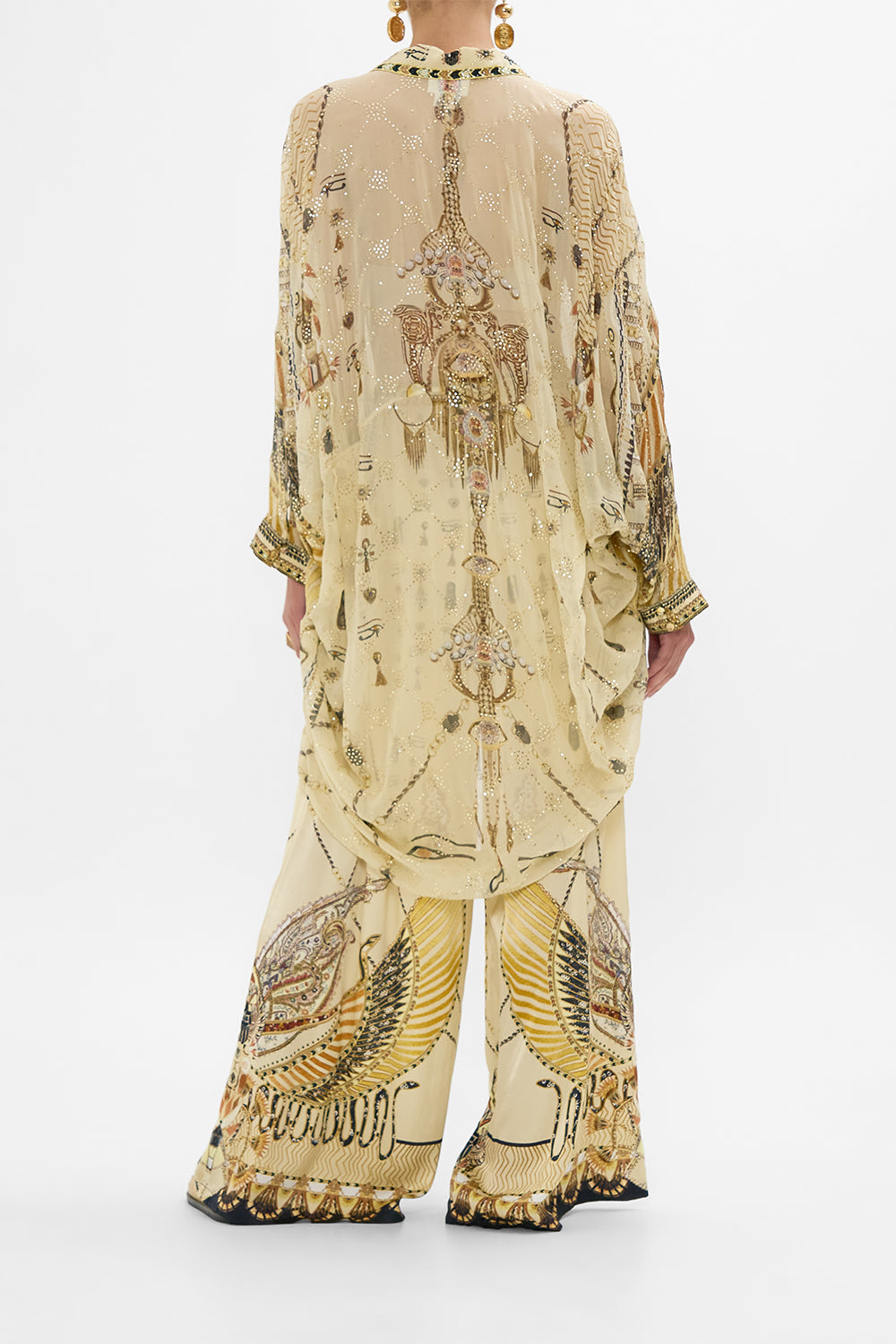 CAMILLA Gold Wide Leg Trouser with Front Pockets in Gateway to the Afterlife Print