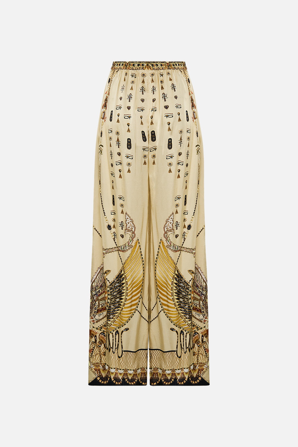 CAMILLA Gold Wide Leg Trouser with Front Pockets in Gateway to the Afterlife Print