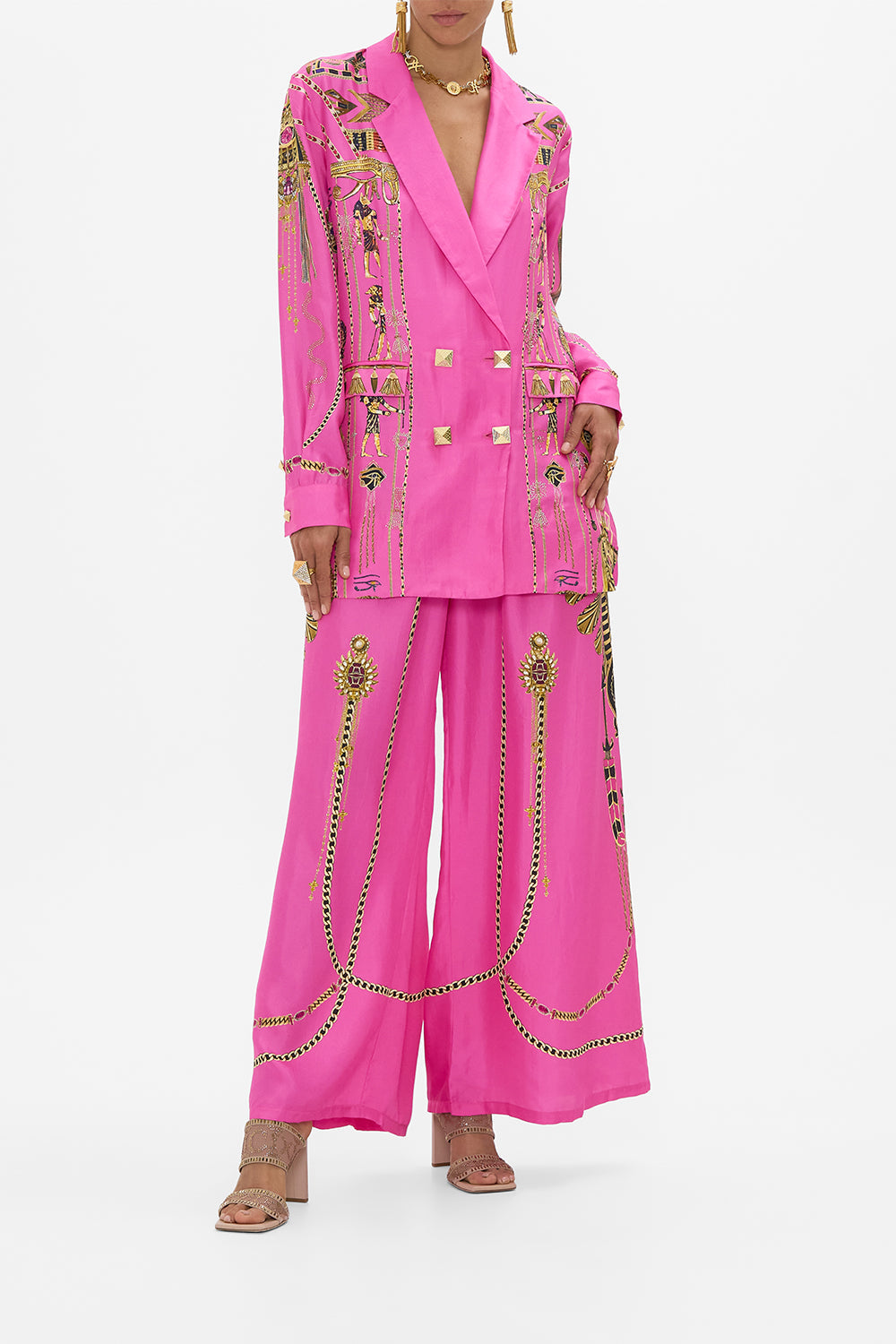 CAMILLA Tuck Front Pant in Song Of The Scarab print. 