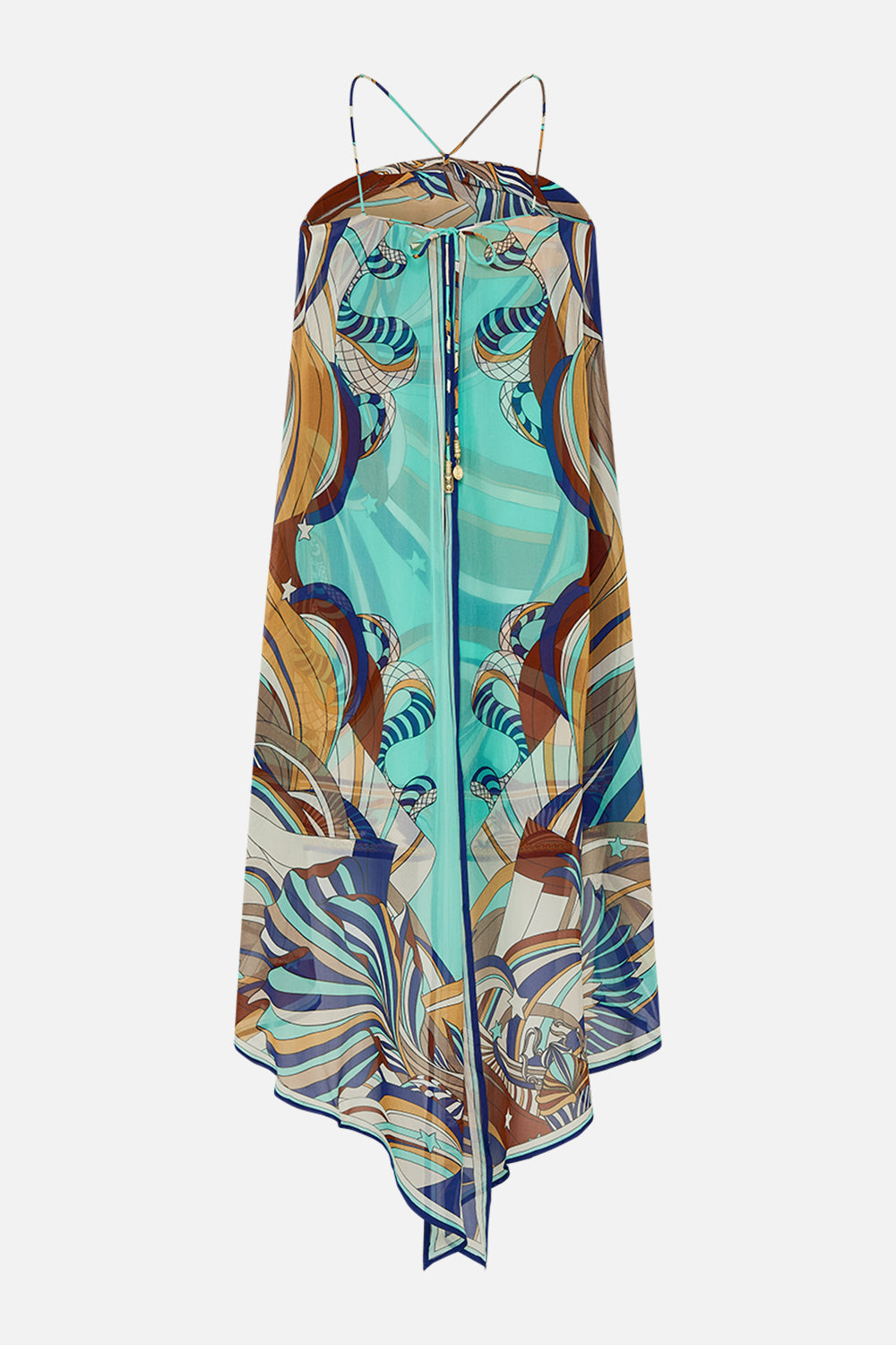 CAMILLA Strapless Overlayer Dress in Oasis Oracle Dress print. 