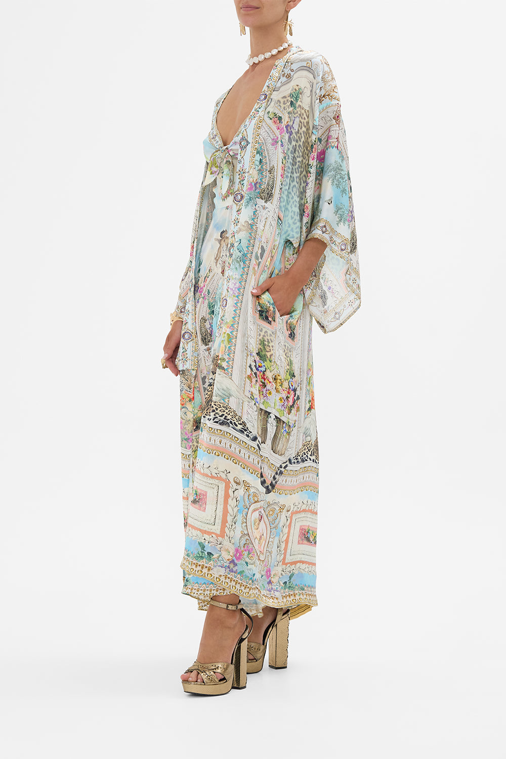 CAMILLA Kimono Layer with Collar in We Always Have Alexandria print. 