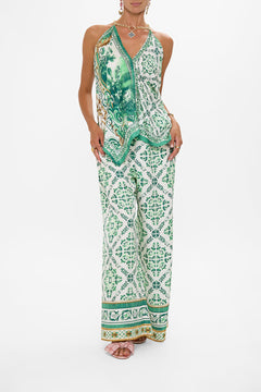 CAMILLA Knotted Scarf Top in Corridor Of Calm print