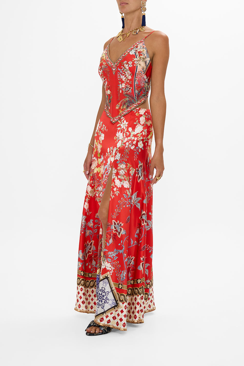 FLARED SKIRT WITH SPLIT LISBOA LUXE