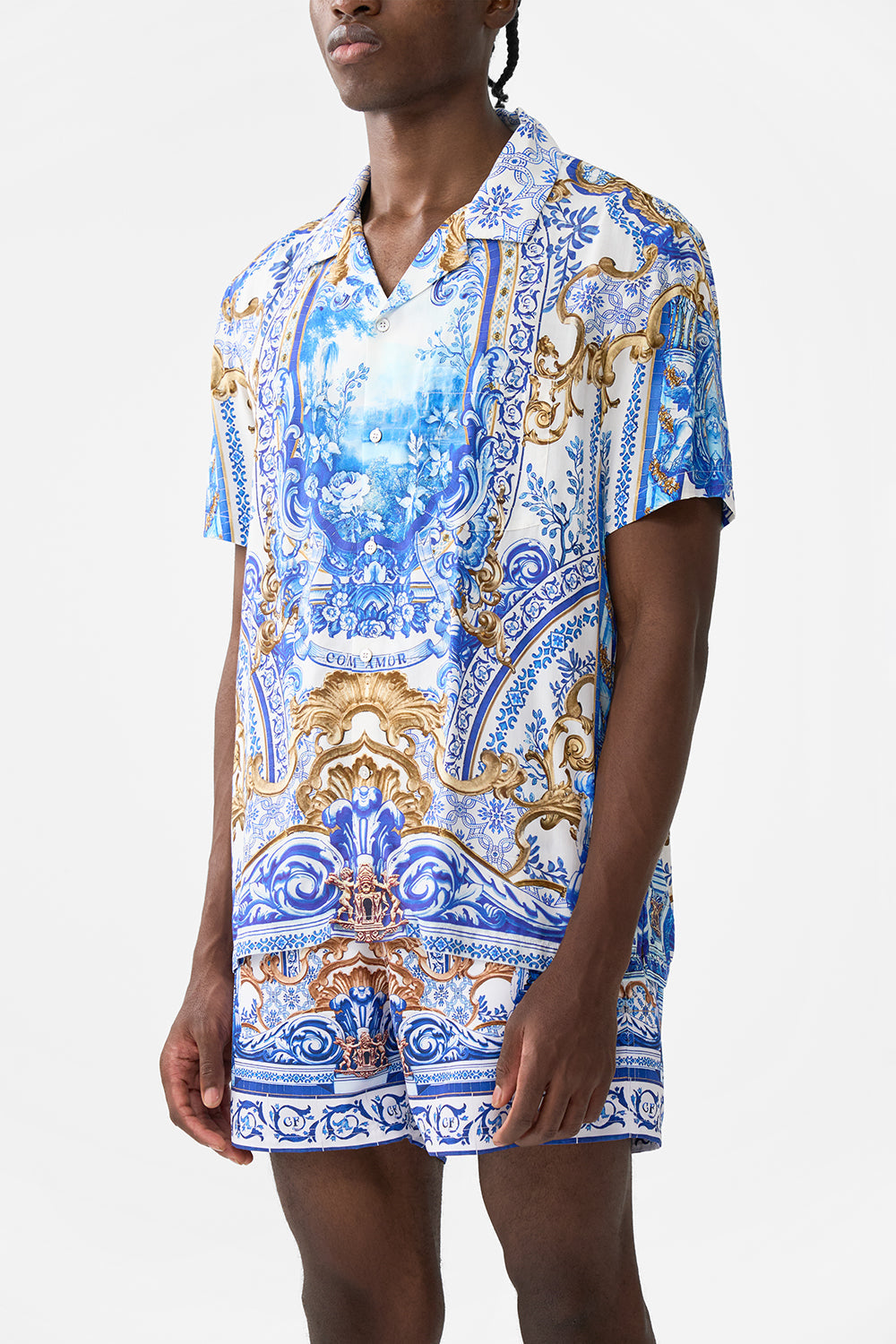 SHORT SLEEVE CAMP COLLARED SHIRT AZUL ADVENTURES