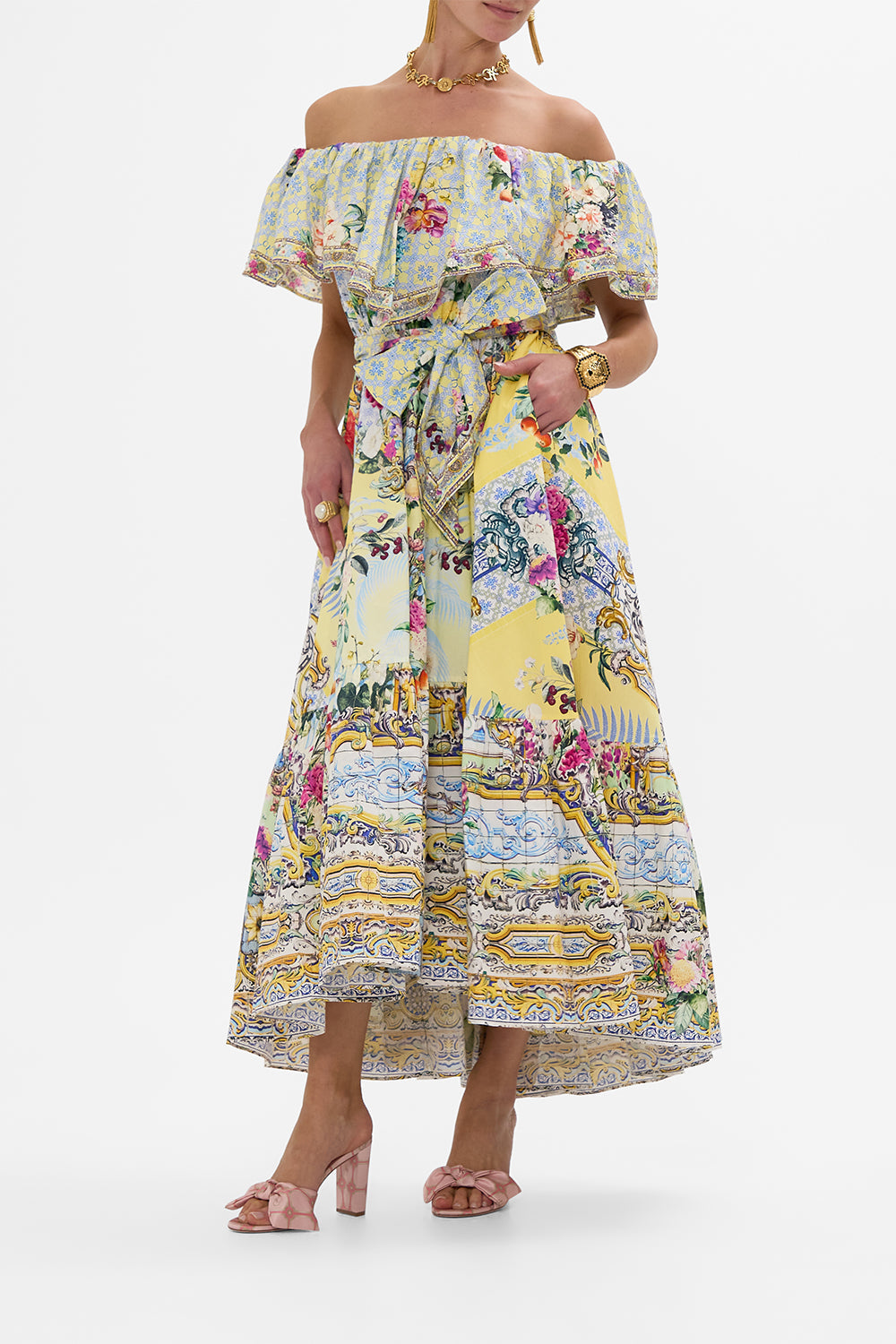 SHOULDER FRILL DRESS FLOR FANTÁSTICA