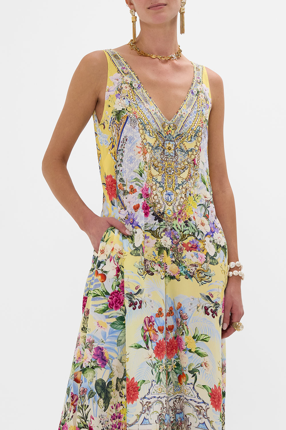 V NECK FLARED JUMPSUIT FLOR FANTÁSTICA