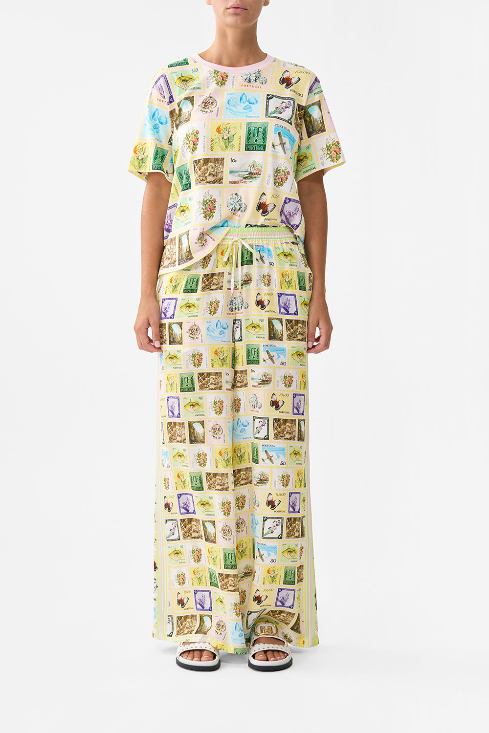 The CAMILLA LOUNGE PANT WITH LOVE FROM LISBON in our WITH LOVE FROM LISBON print.
