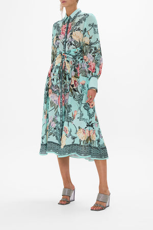 CAMILLA linen floral shirt dress in Petal promiseland print