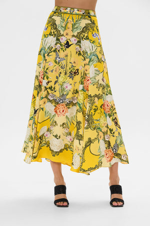 CAMILLA yellow floral oprint maxi skirt in Paths Of Gold print