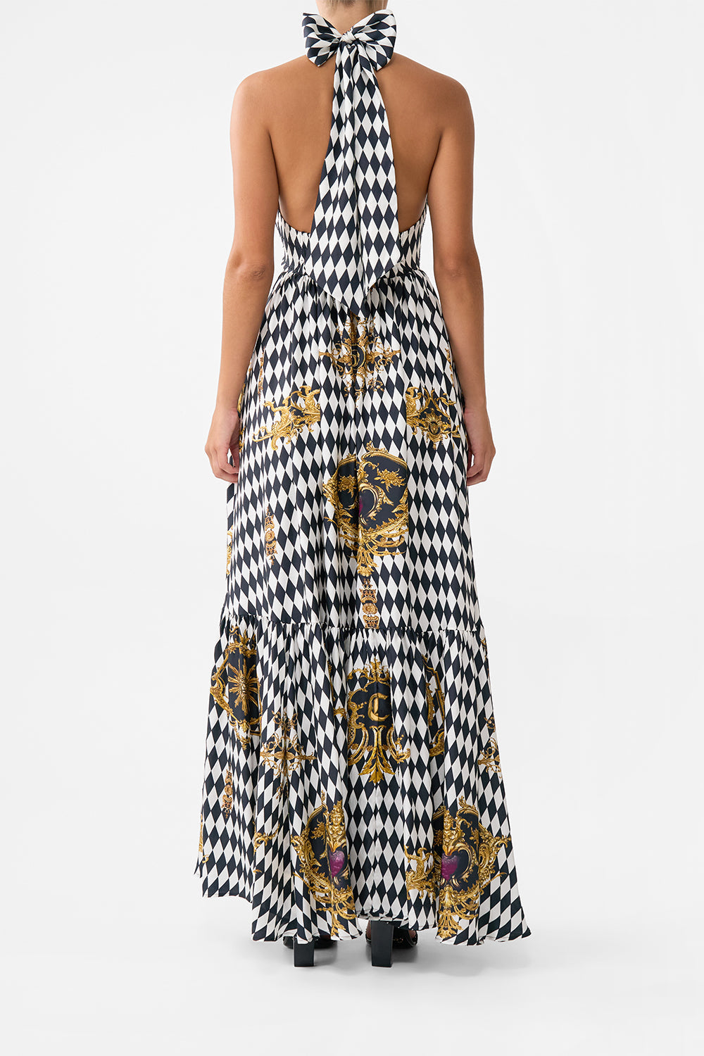 RUFFLE HEM HALTER DRESS MONARCHY MANIA