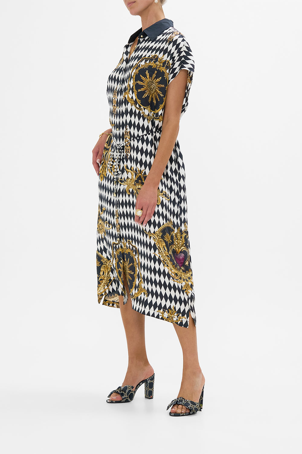 The CAMILLA SLEEVELESS SHIRTDRESS MONARCHY MANIA in our  print.