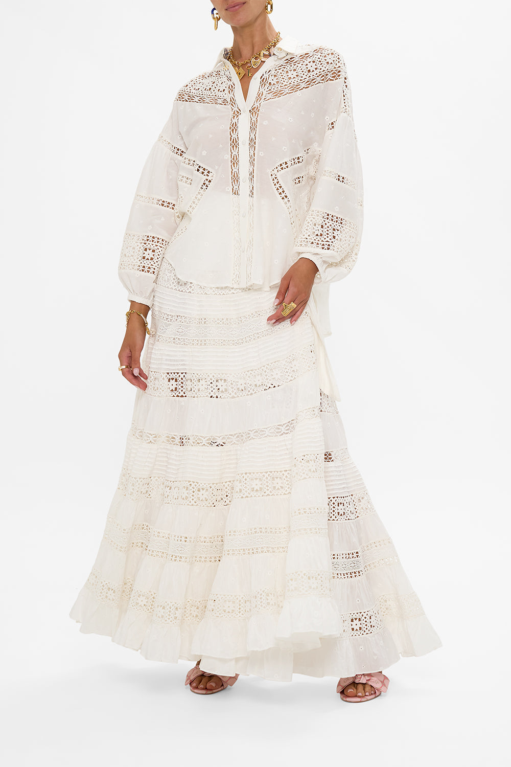 CAMILLA Balloon Sleeve Shirt Blouse in Azul Adventures print