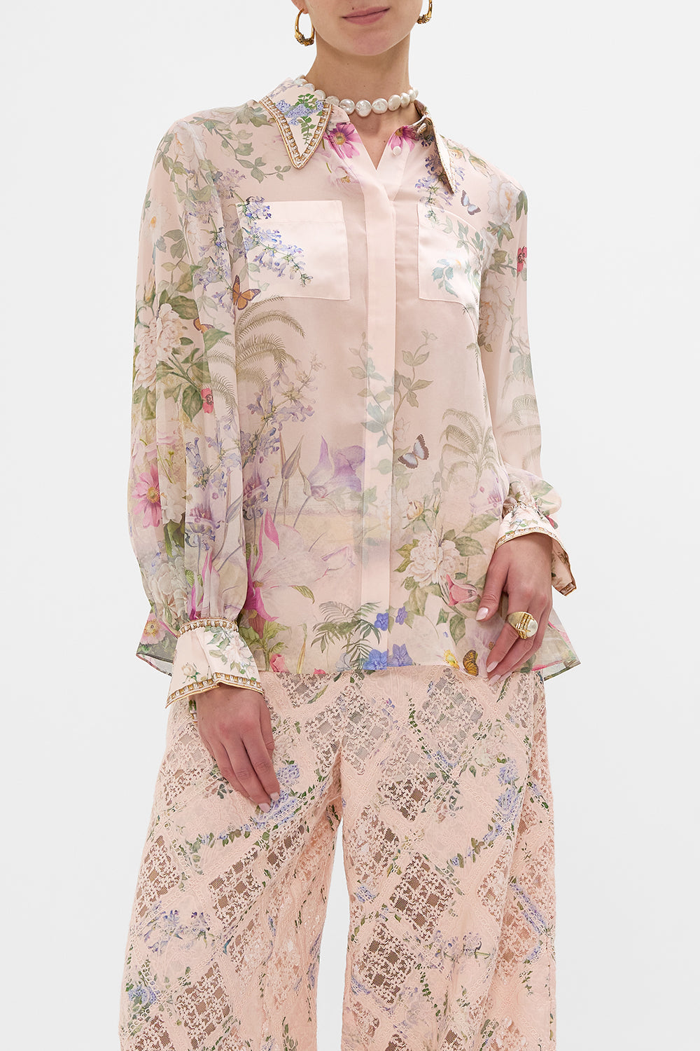 CURVED COLLAR BLOUSE WITH POCKETS PALACIO PLAYGROUND