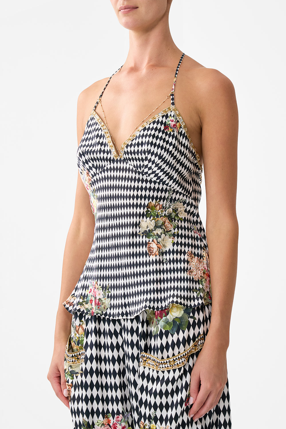 CHAIN DETAIL BIAS CAMI ROCOCO GLOW