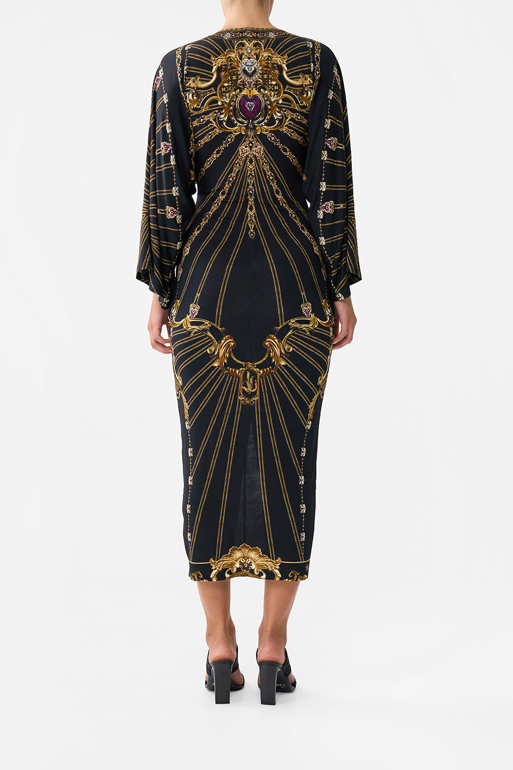 LONG SPLIT FRONT TWIST DRESS BAROQUE AROUND THE CLOCK