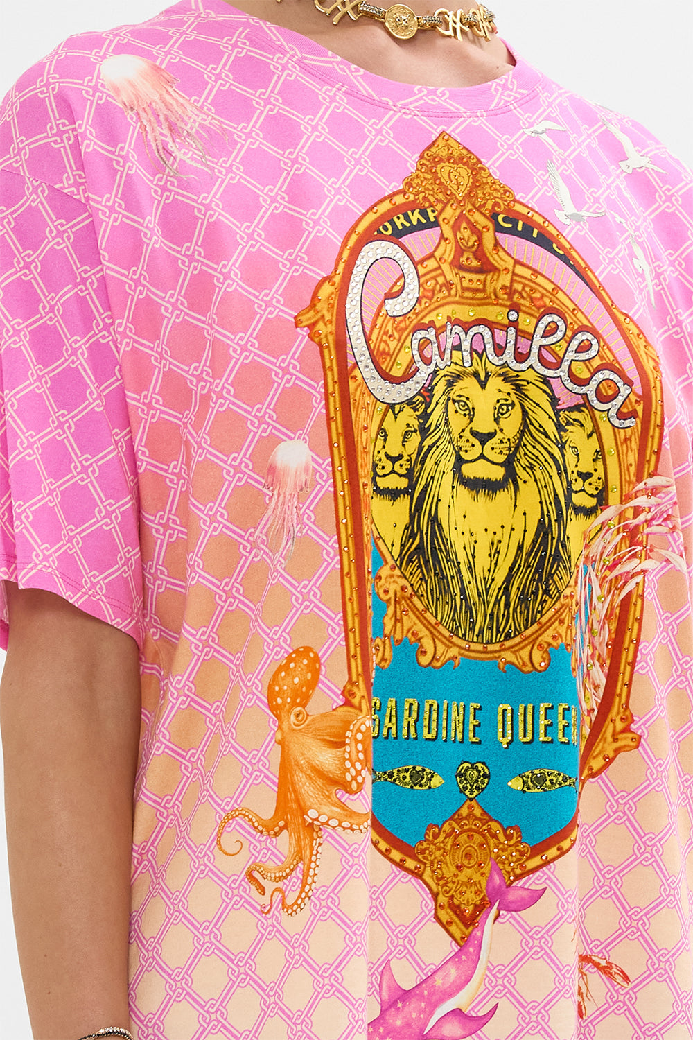 OVERSIZED BAND TEE - PINK/ MULTI SALTY SPLENDOUR