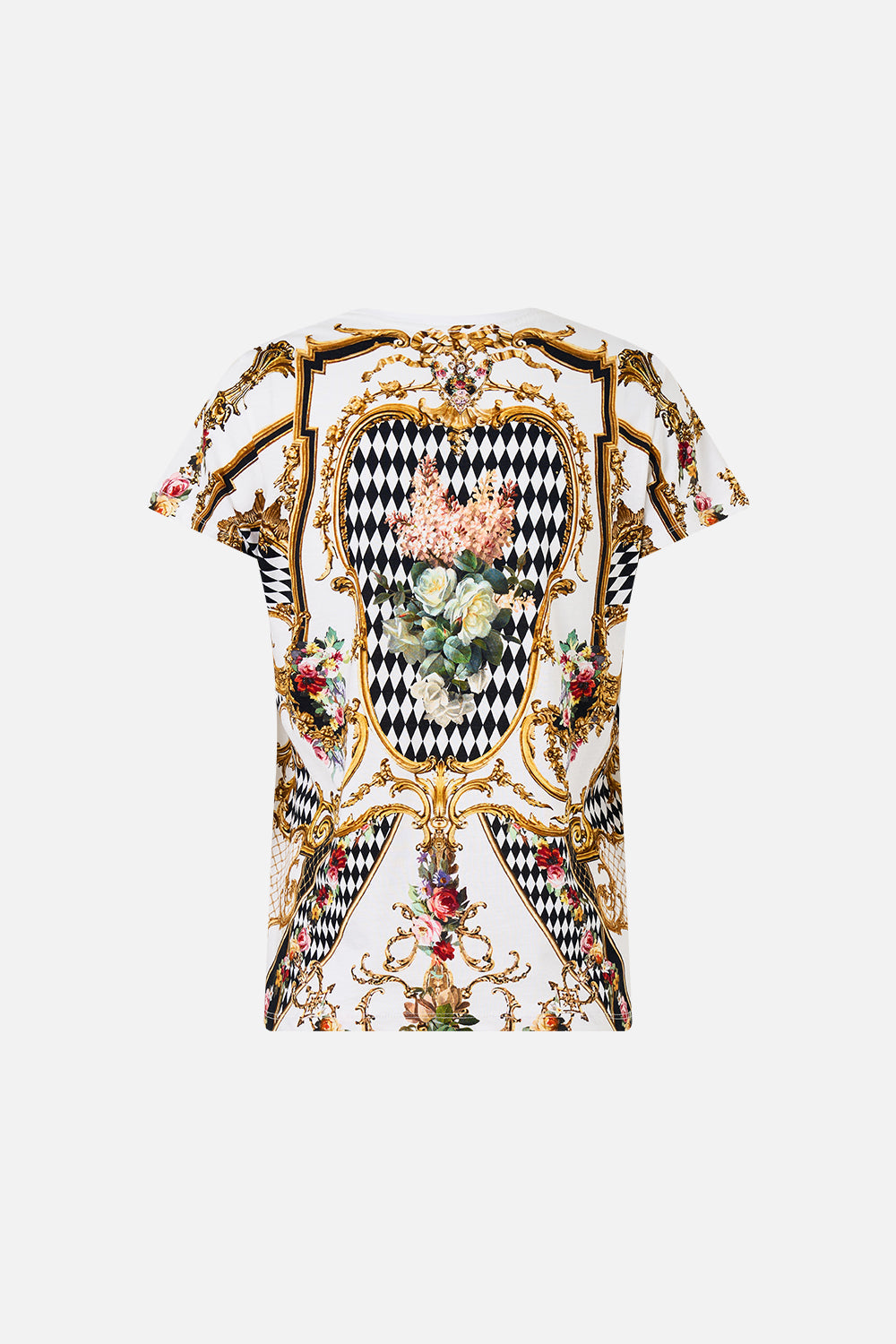 CAMISETA ENTALLADA CUELLO REDONDO - BLANCO/ROCOCÓ DORADO