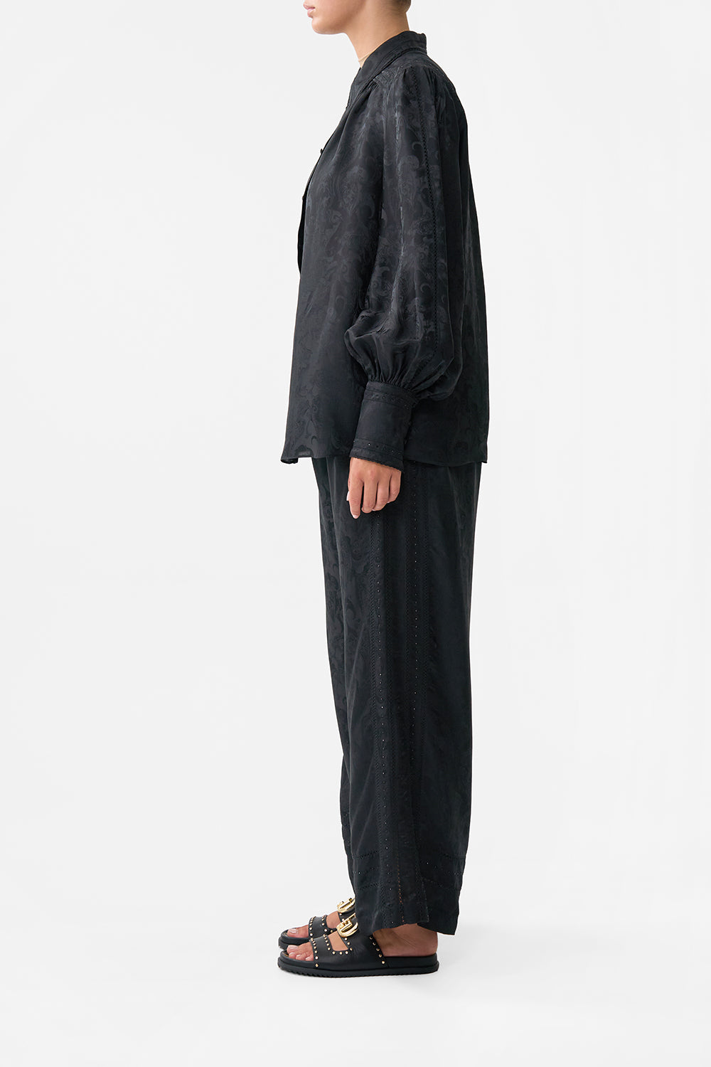 BUTTON THROUGH BLOUSON SLEEVE BLOUSE MONARCHY MANIA