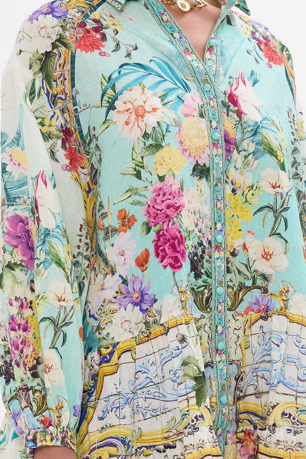 LONG SLEEVE TIERED SHORT DRESS GARDENS OF QUELUZ