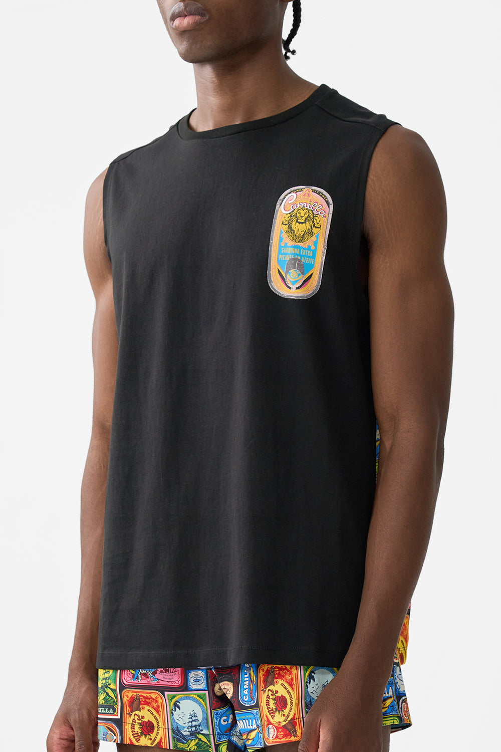 CONTRAST PANEL SLEEVELESS TEE SAL DO MAR