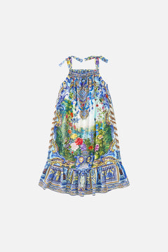 CAMILLA Kids Drawstring Maxi Dress With Bows 4-10 in Wall To Wall Wonders print