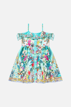 CAMILLA Kids Strappy Mini Dress With Waist Bow 4-10 in Gardens Of Queluz print