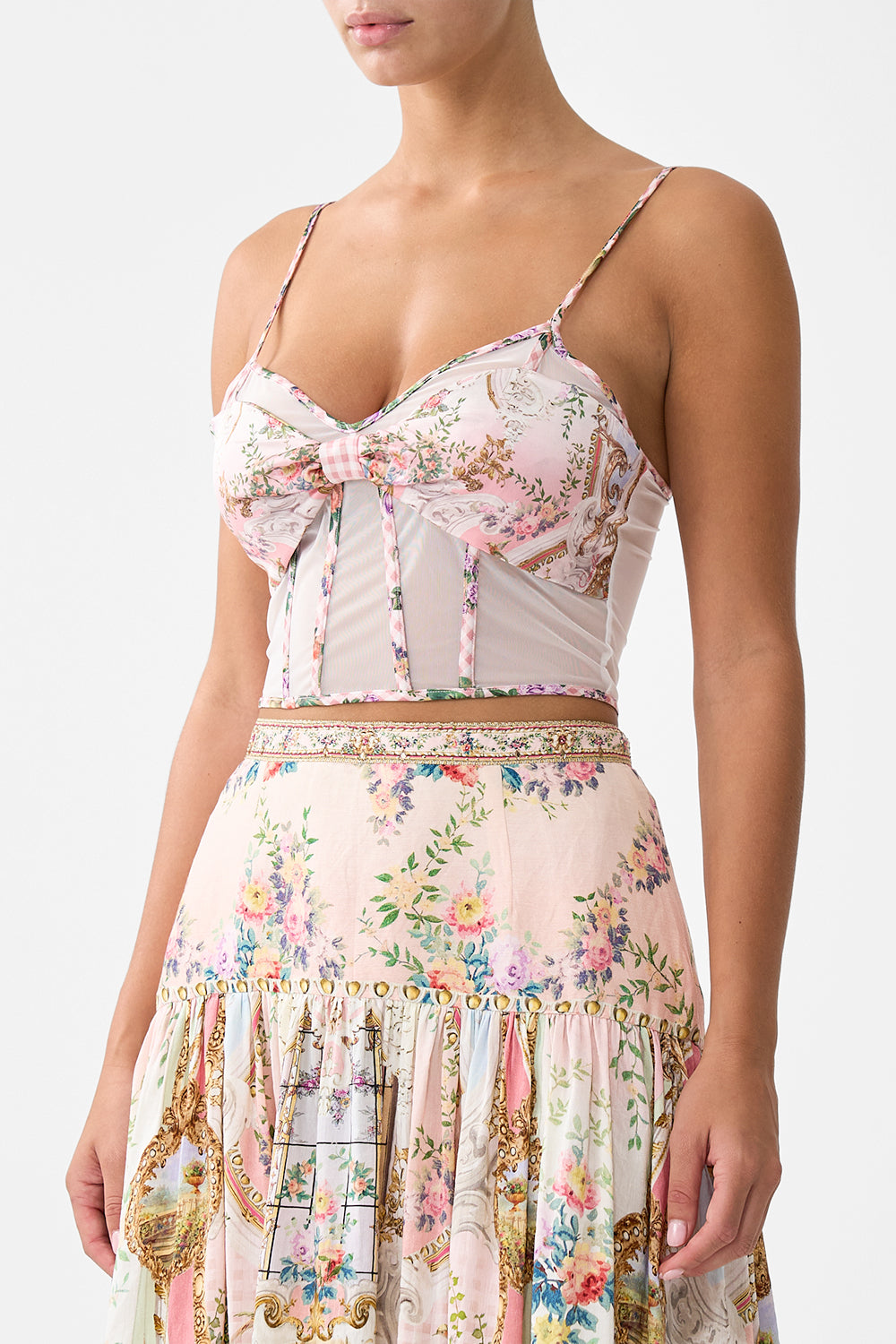 BOW FRONT MESH CORSET LISBON LULLABY